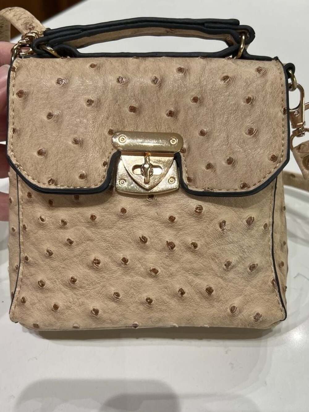 Noelle Vegan Faux Ostrich Leather Mini Crossbody Bag